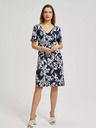 Moodo Tmavě modré šaty s květinovým vzorem Moodo
