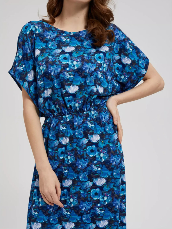 Moodo Modré maxi šaty s tropickým vzorem Moodo