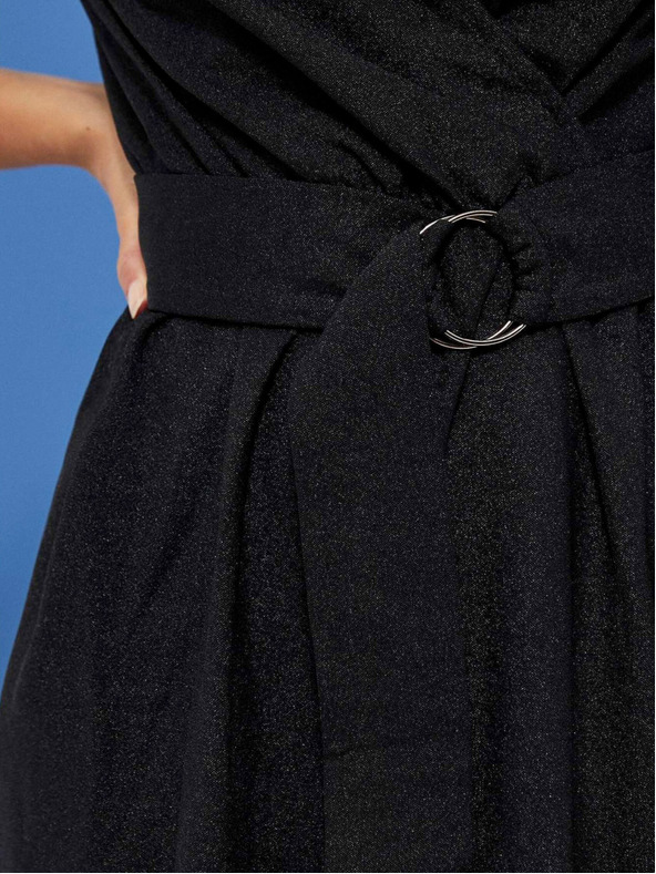 Moodo Černé dámské šaty s páskem Moodo