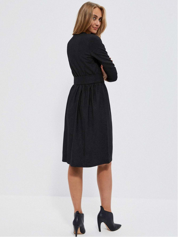 Moodo Černé dámské šaty s páskem Moodo