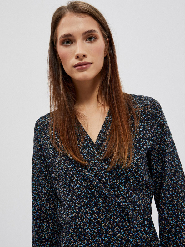 Moodo Černé dámské vzorované midi šaty Moodo