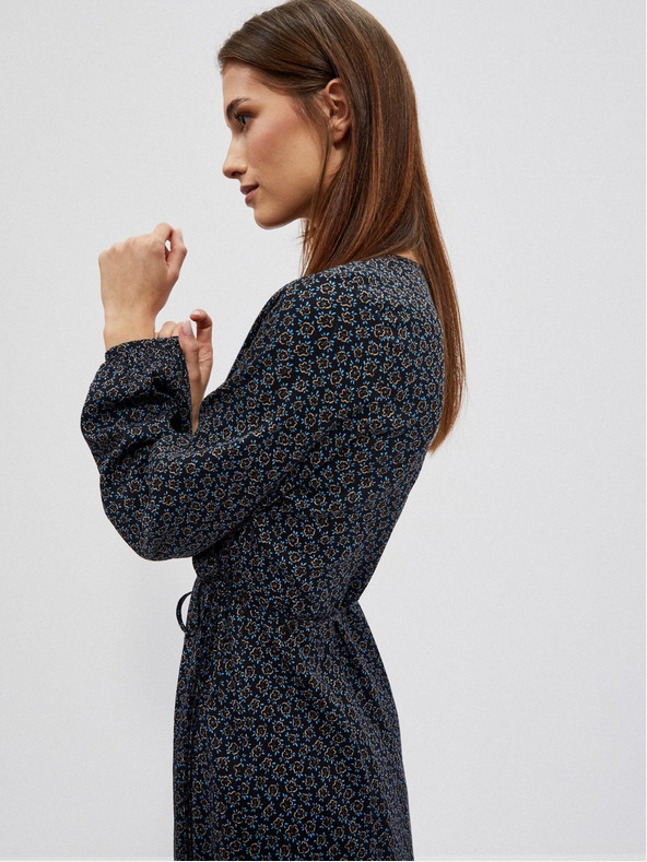 Moodo Černé dámské vzorované midi šaty Moodo