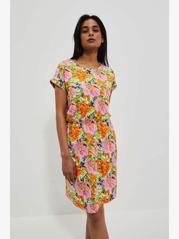 Moodo Oranžové květované šaty Moodo