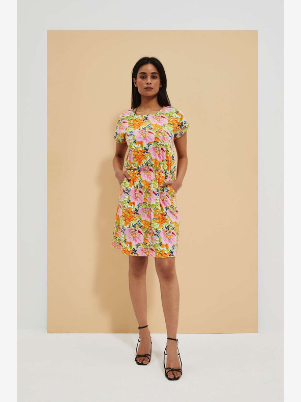 Moodo Oranžové květované šaty Moodo