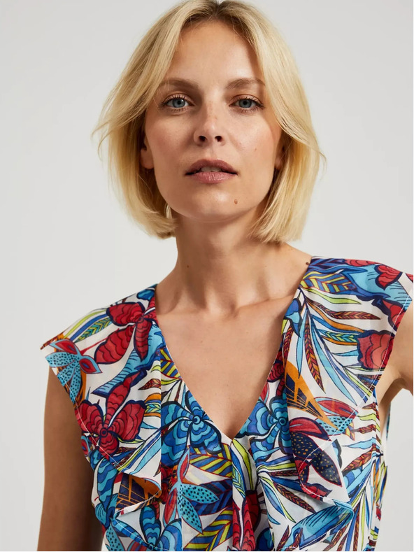 Moodo Červeno-modré květinové midi šaty Moodo