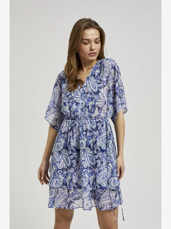 Moodo Modré vzorované šaty ke kolenům Moodo