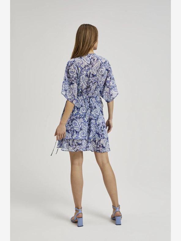 Moodo Modré vzorované šaty ke kolenům Moodo
