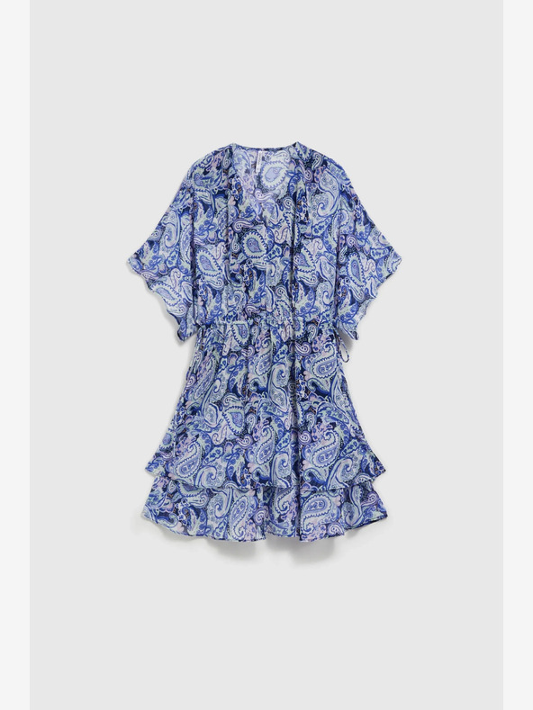 Moodo Modré vzorované šaty ke kolenům Moodo