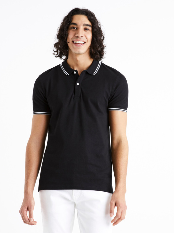 Celio Černé pánské polo tričko Celio Decolrayeb
