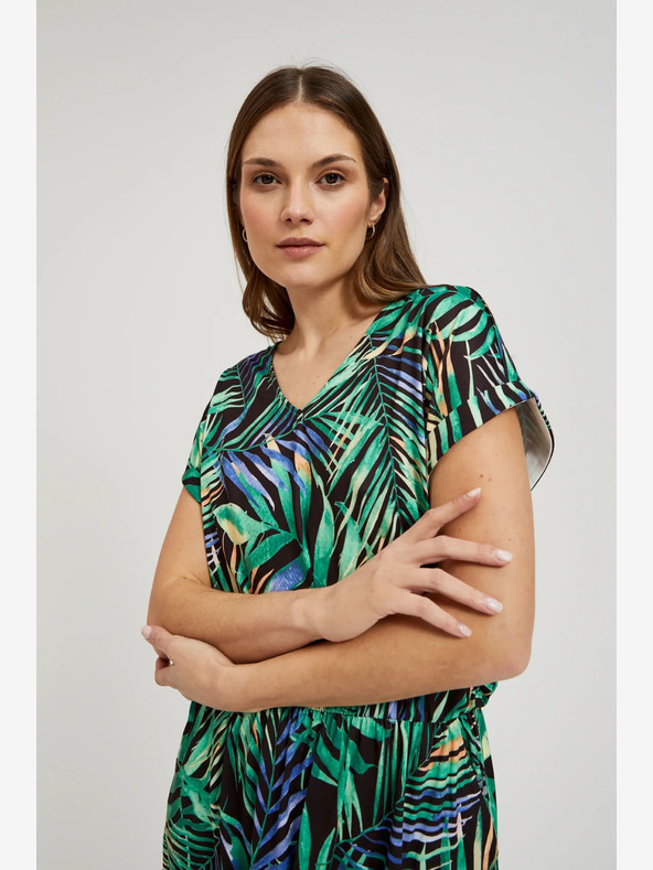 Moodo Tyrkysovo-černé vzorované šaty Moodo