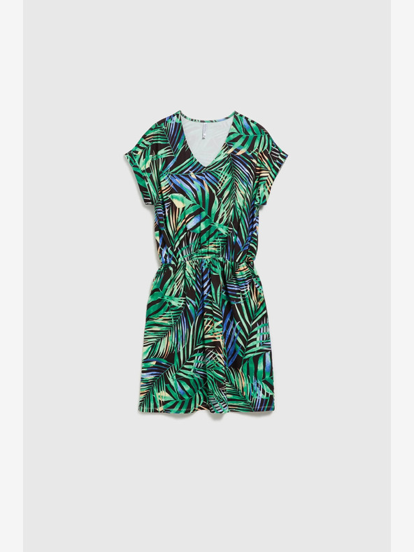 Moodo Tyrkysovo-černé vzorované šaty Moodo