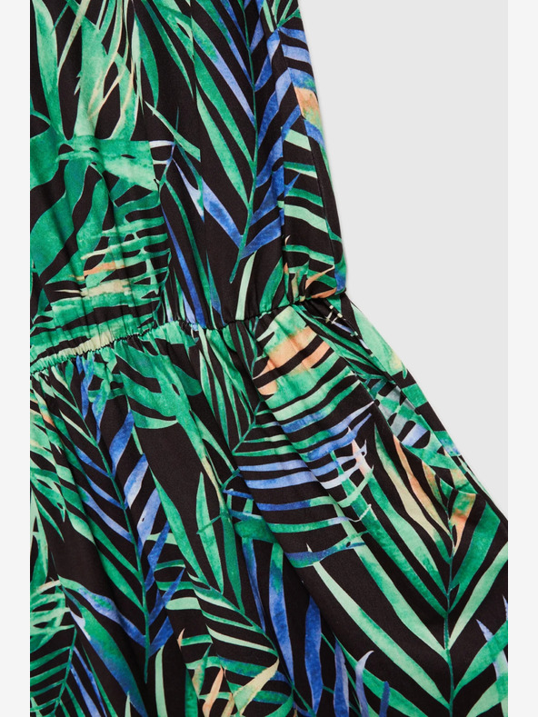 Moodo Tyrkysovo-černé vzorované šaty Moodo