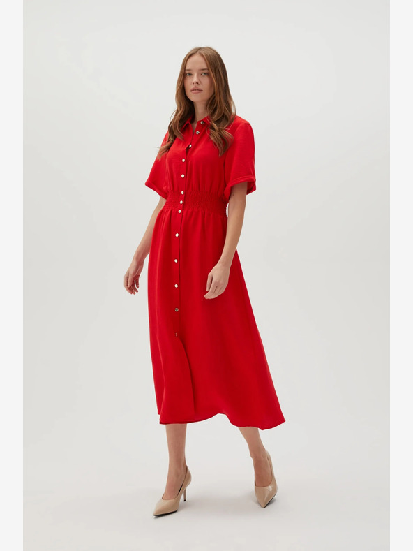Moodo Červené dámské košilové šaty Moodo