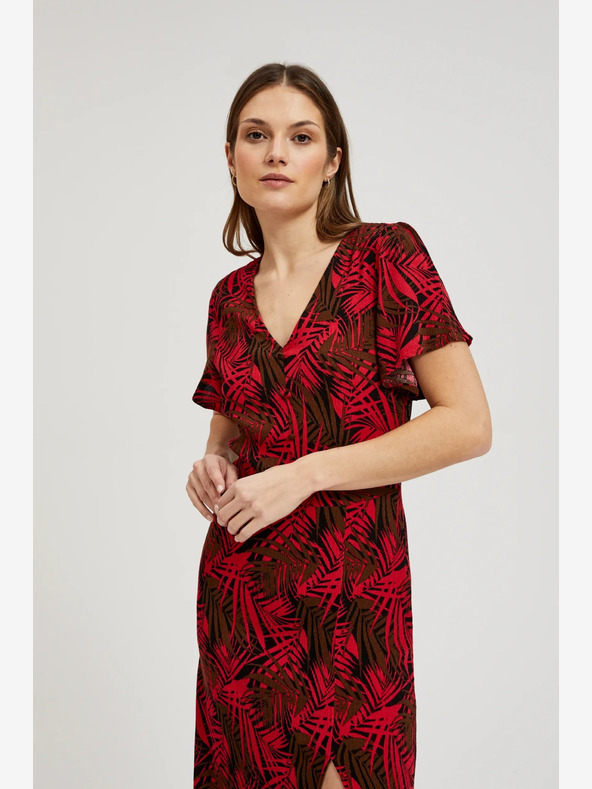 Moodo Červené šaty s výstřihem do V Moodo