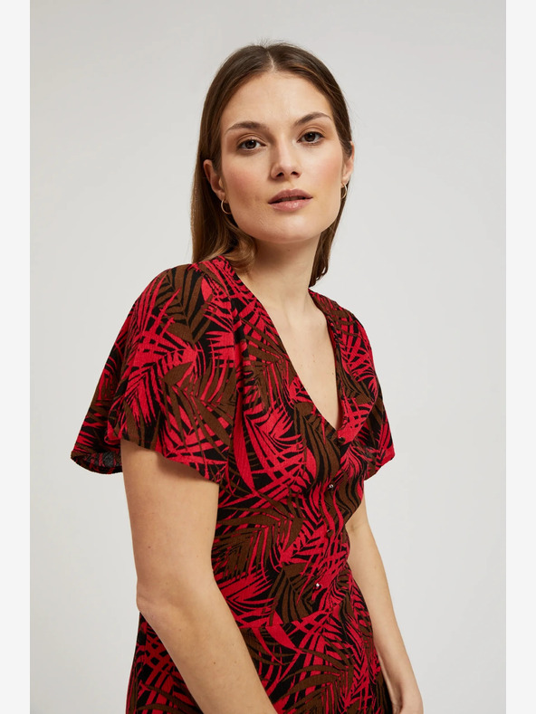 Moodo Červené šaty s výstřihem do V Moodo