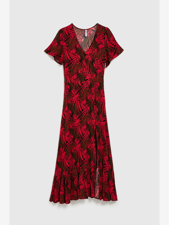 Moodo Červené šaty s výstřihem do V Moodo