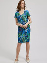 Moodo Modré šaty s tropickým vzorem Moodo
