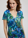 Moodo Modré šaty s tropickým vzorem Moodo