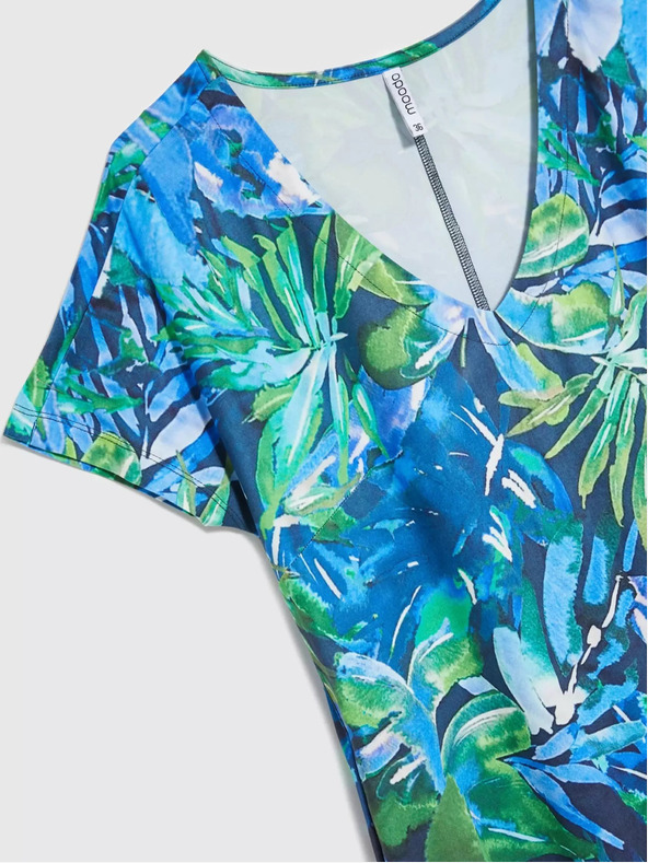 Moodo Modré šaty s tropickým vzorem Moodo