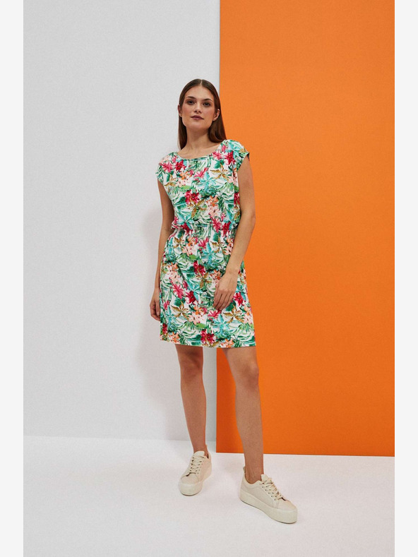 Moodo Zeleno-bílé vzorované šaty Moodo