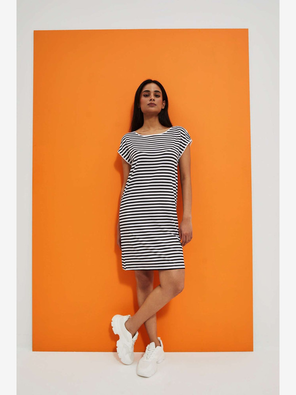 Moodo Bílo-černé pruhované šaty Moodo