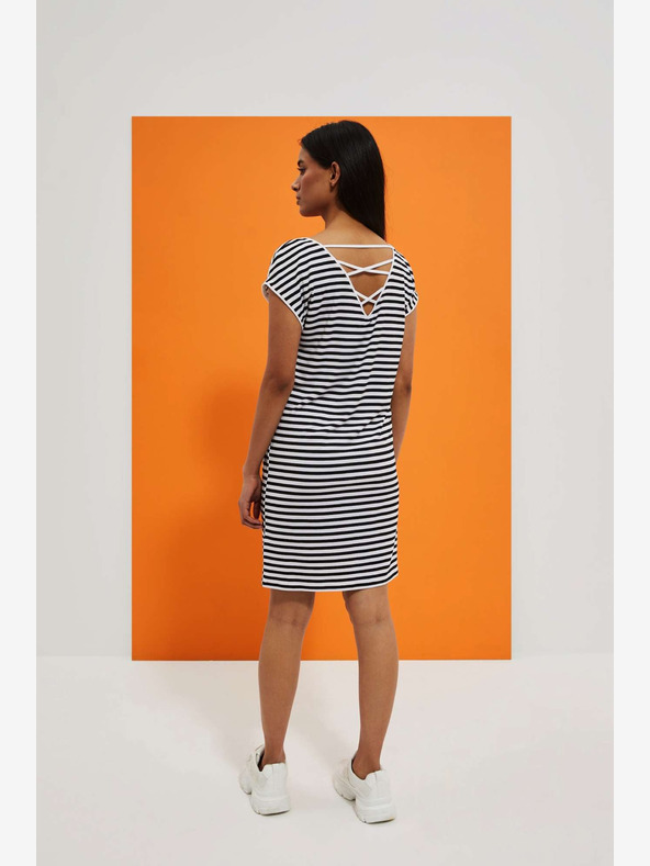 Moodo Bílo-černé pruhované šaty Moodo