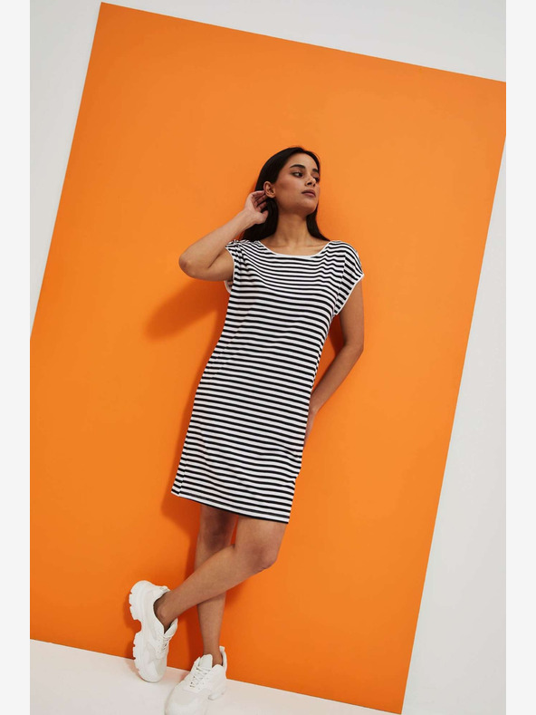 Moodo Bílo-černé pruhované šaty Moodo