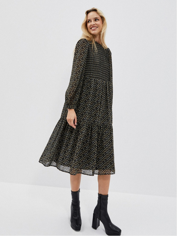 Moodo Černé dámské midi šaty Moodo