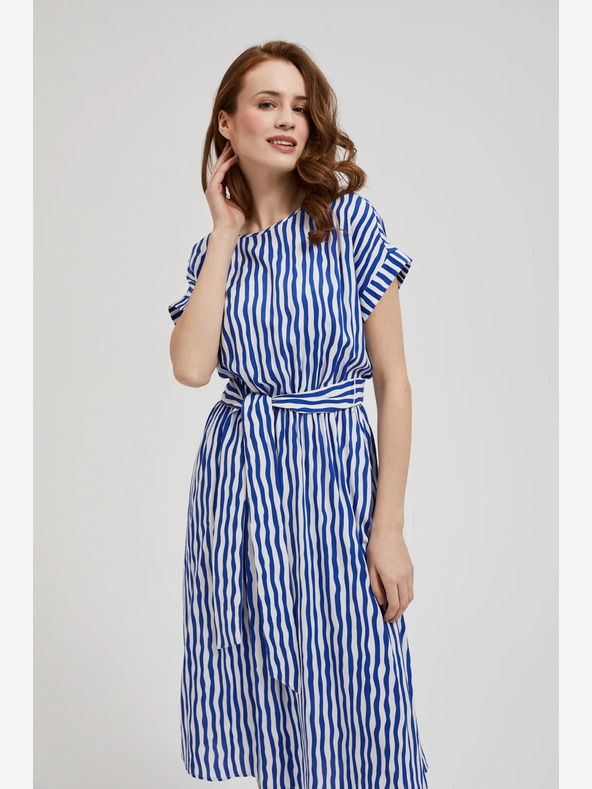 Moodo Modré pruhované midi šaty Moodo