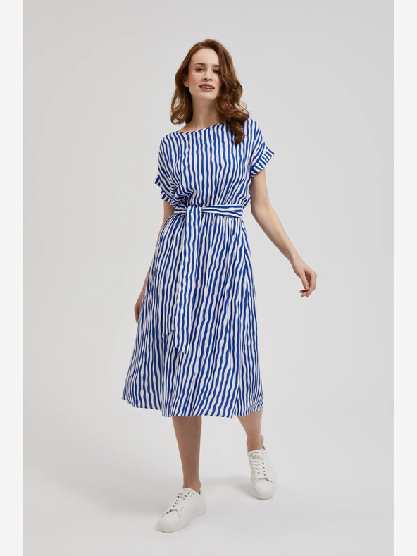 Moodo Modré pruhované midi šaty Moodo