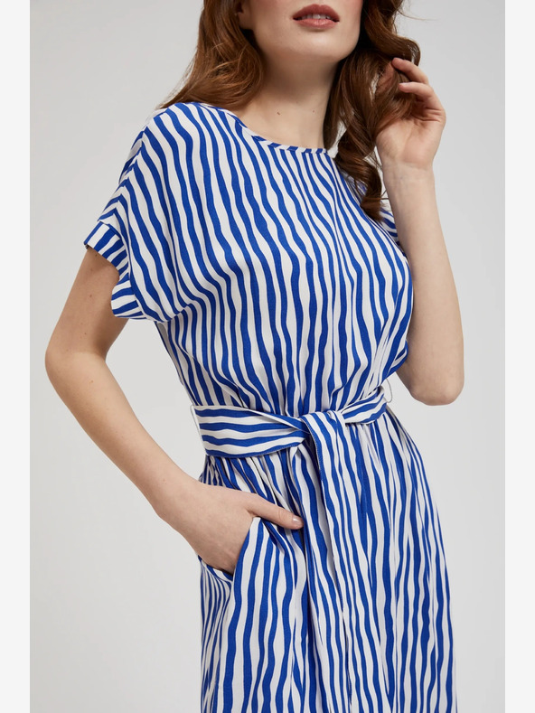 Moodo Modré pruhované midi šaty Moodo