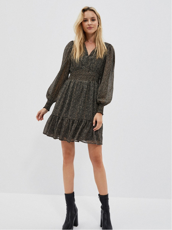 Moodo Černé dámské šaty s volánkem Moodo