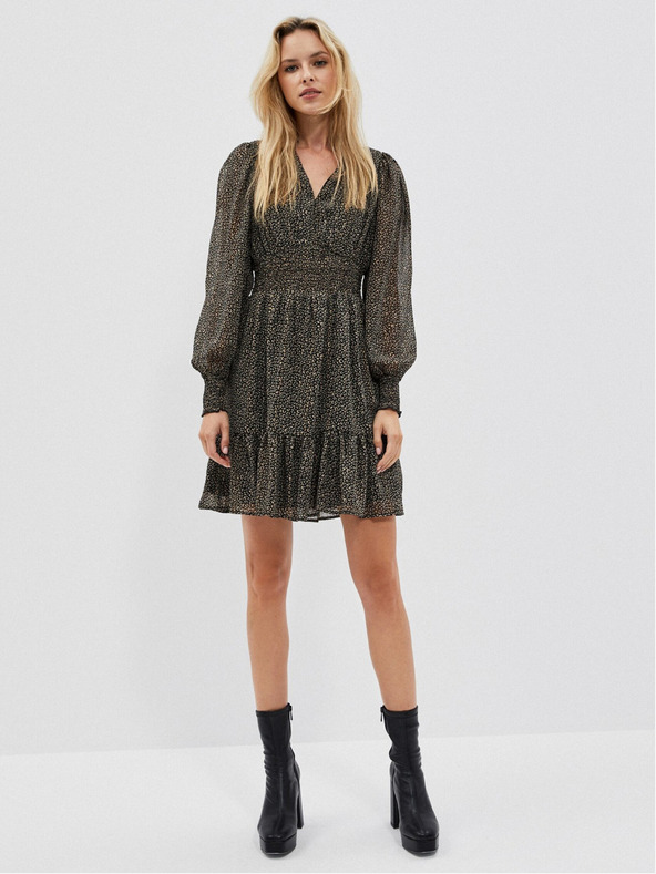 Moodo Černé dámské šaty s volánkem Moodo