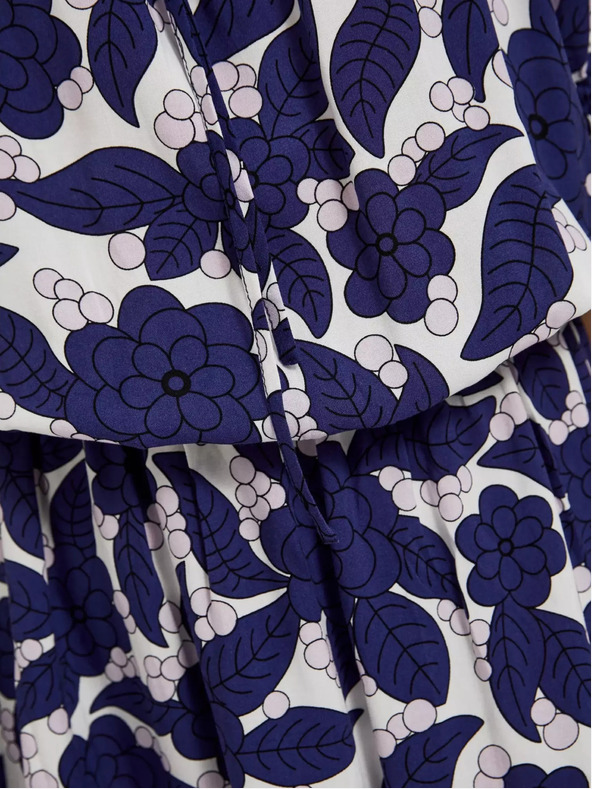 Moodo Fialové květované šaty s nabíranými rukávy Moodo