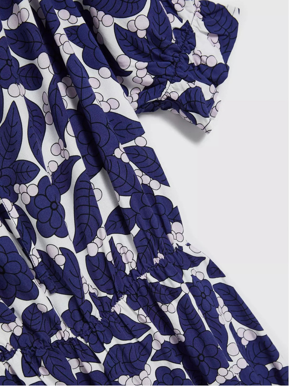 Moodo Fialové květované šaty s nabíranými rukávy Moodo