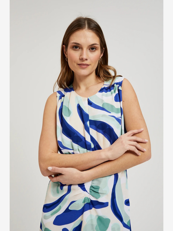 Moodo Modré vzorovsané midi šaty Moodo