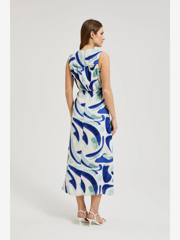 Moodo Modré vzorovsané midi šaty Moodo