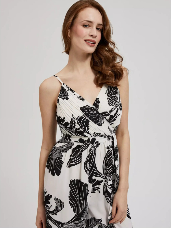 Moodo Černo-bílý overal s tropickým vzorem Moodo