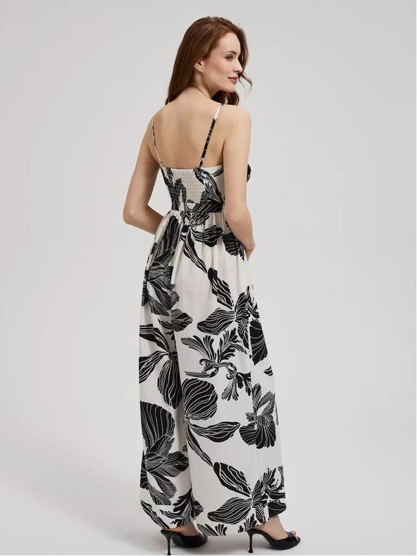 Moodo Černo-bílý overal s tropickým vzorem Moodo