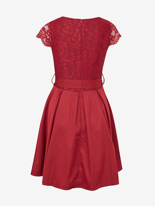 numoco Šaty s výstřihem a krajkou - bordová barva Numoco ANNA