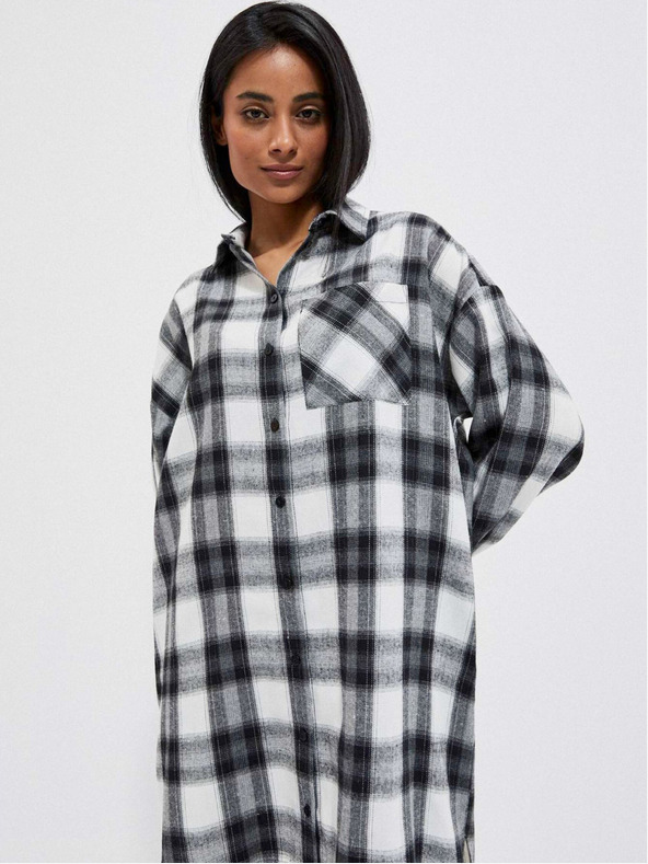 Moodo Černo-bílé dámské kostkované košilové šaty Moodo