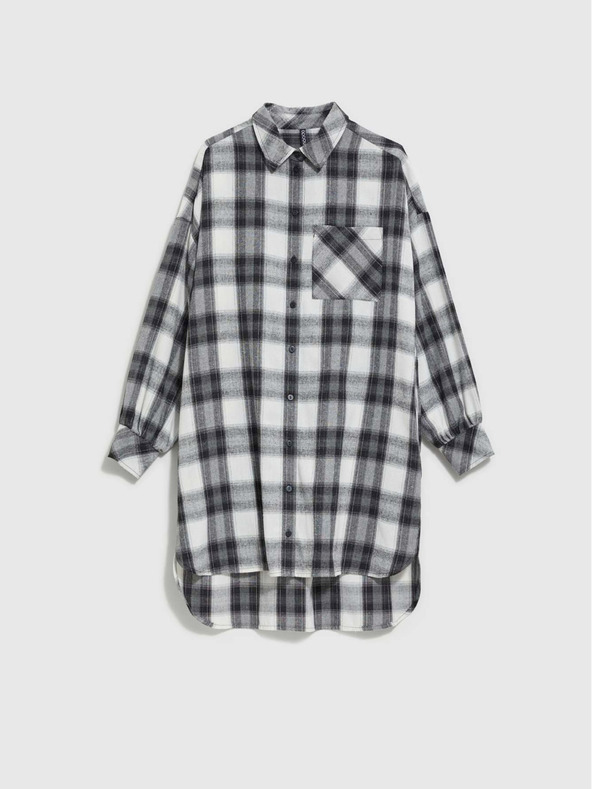 Moodo Černo-bílé dámské kostkované košilové šaty Moodo