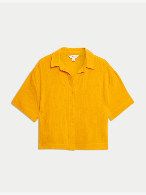 Marks & Spencer Plážová texturovaná košile s límečkem, z čisté bavlny Marks & Spencer žlutá