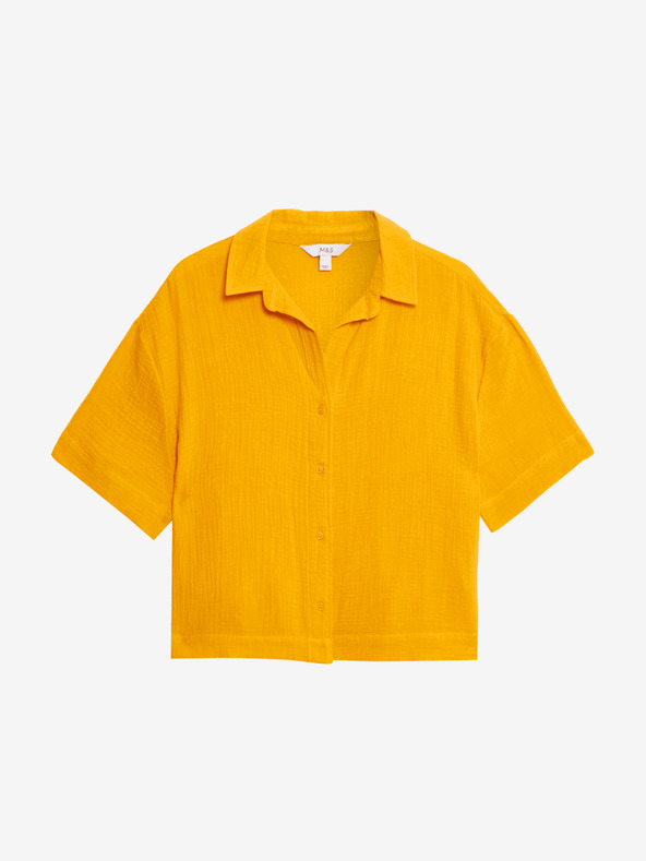 Marks & Spencer Plážová texturovaná košile s límečkem, z čisté bavlny Marks & Spencer žlutá