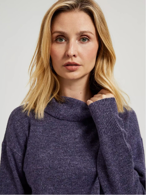 Moodo Fialový svetr s rolákem Moodo