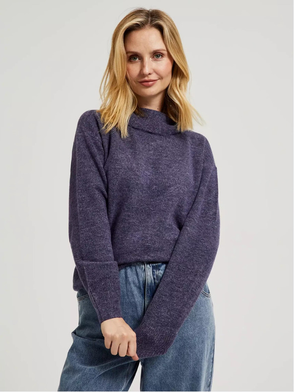 Moodo Fialový svetr s rolákem Moodo