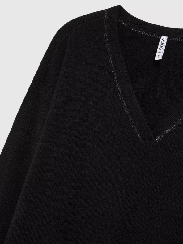 Moodo Černý svetr s výstřihem do V a dlouhým rukávem Moodo