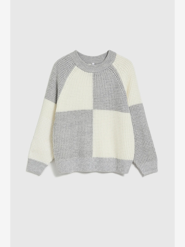 Moodo Bílo-šedý dámský svetr Moodo