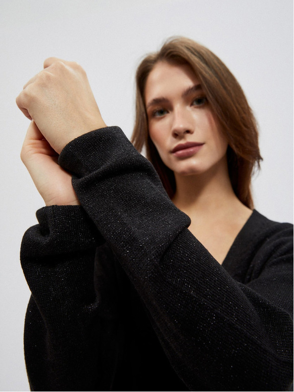 Moodo Černý dámský svetr s výstřihem do V Moodo