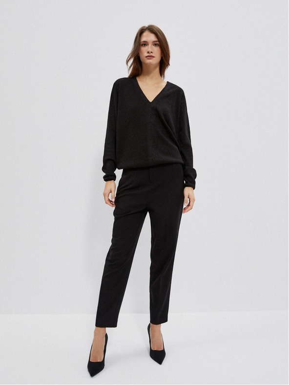 Moodo Černý dámský svetr s výstřihem do V Moodo